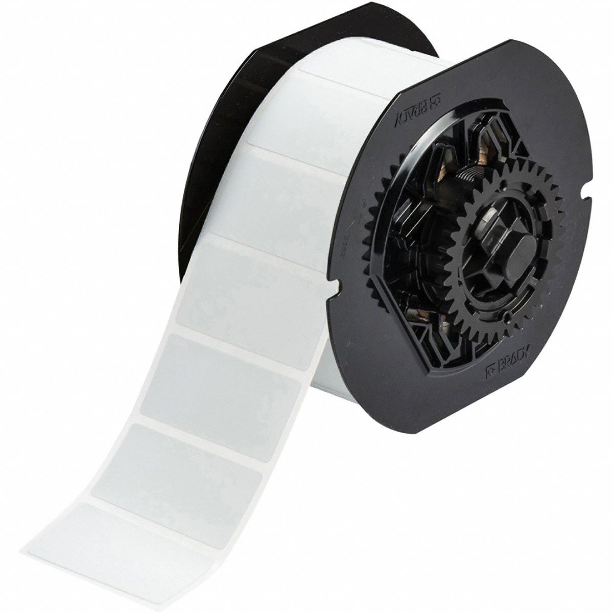 Pre-Cut Label Stock Roll: 1 in x 2 in, 1 in, Metalized Polyester, Halogen-Free/Metal Detectable