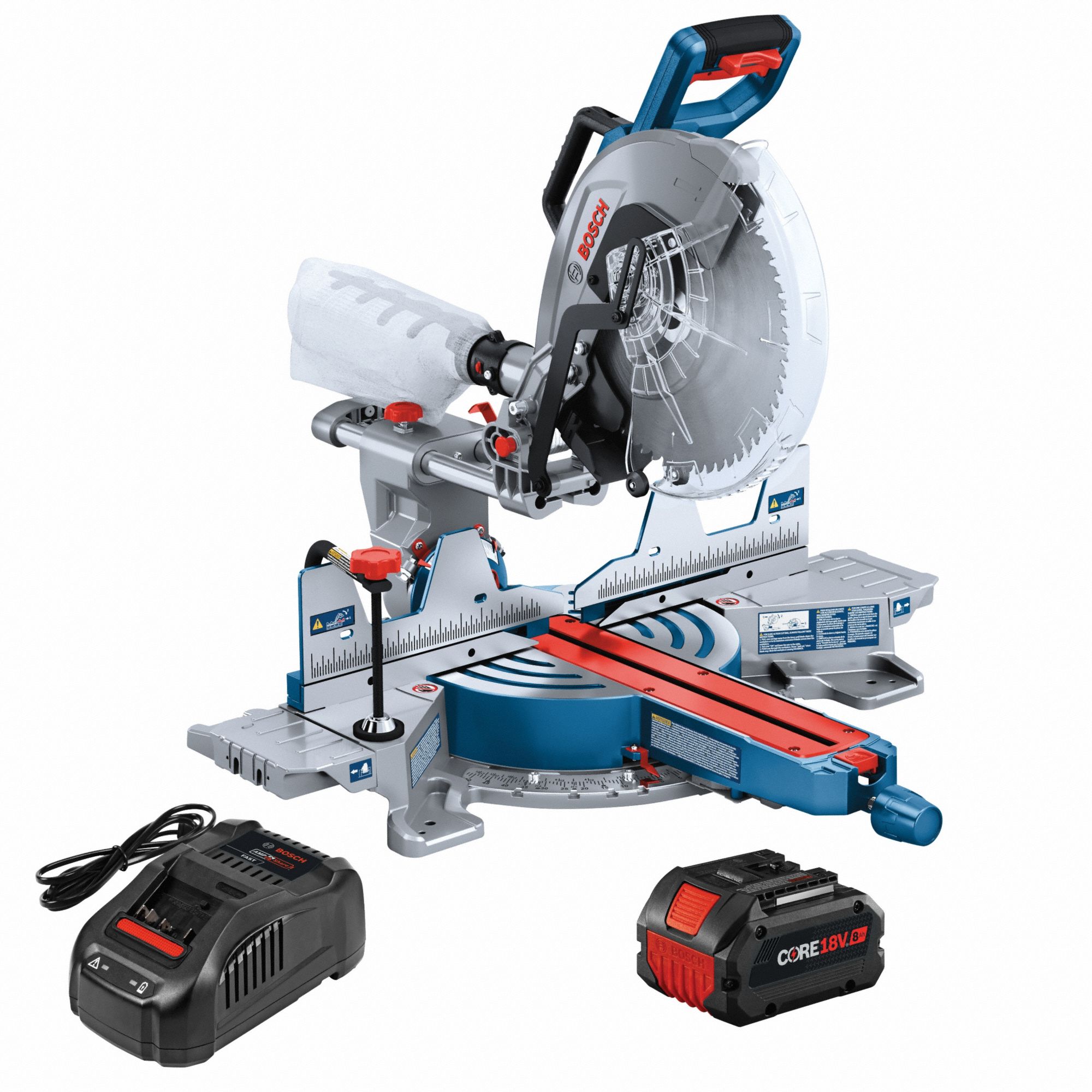 Miter Saw: 1 Battery, 1 Charger, 12 in Blade Dia., Sliding, 18 V DC Volt, 52°to 60°, 47°to 47°