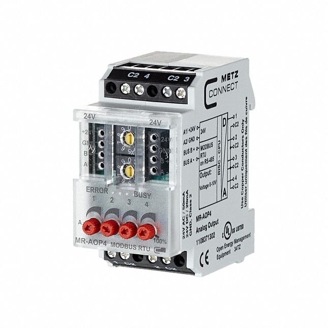 Modbus Module: C-Logline, Modbus RTU, DIN Rail Mounting, (4) Analog Out, 1108371302