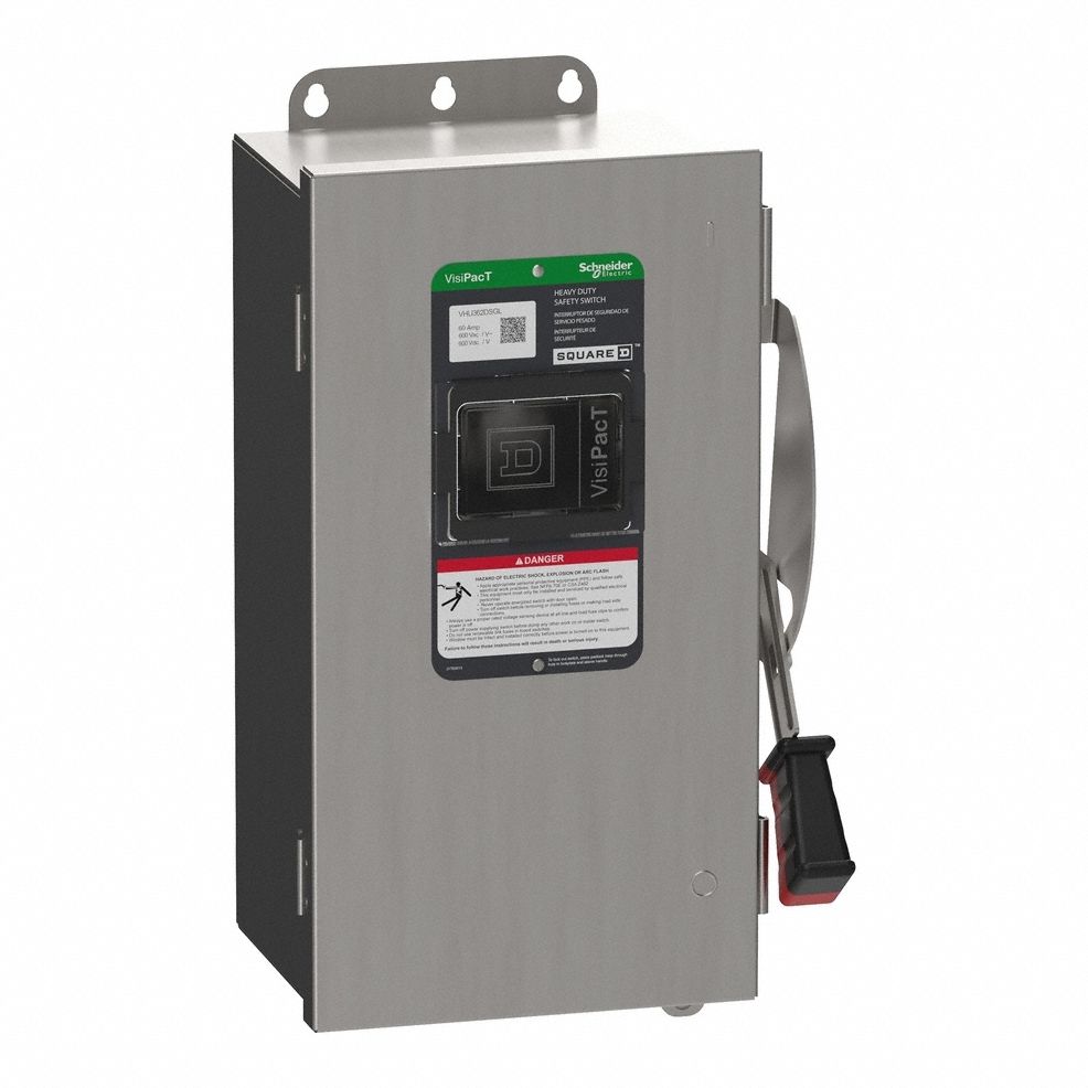 Safety Switch: Non-Fusible, 60 A, Three Phase, 600V AC/DC, 304 Stainless Steel