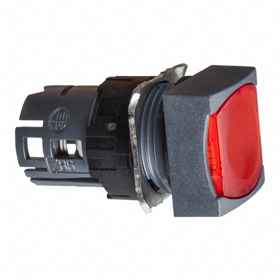 Flush Push Button: Red, 16 mm Mounting Size, Non-Metallic, Momentary