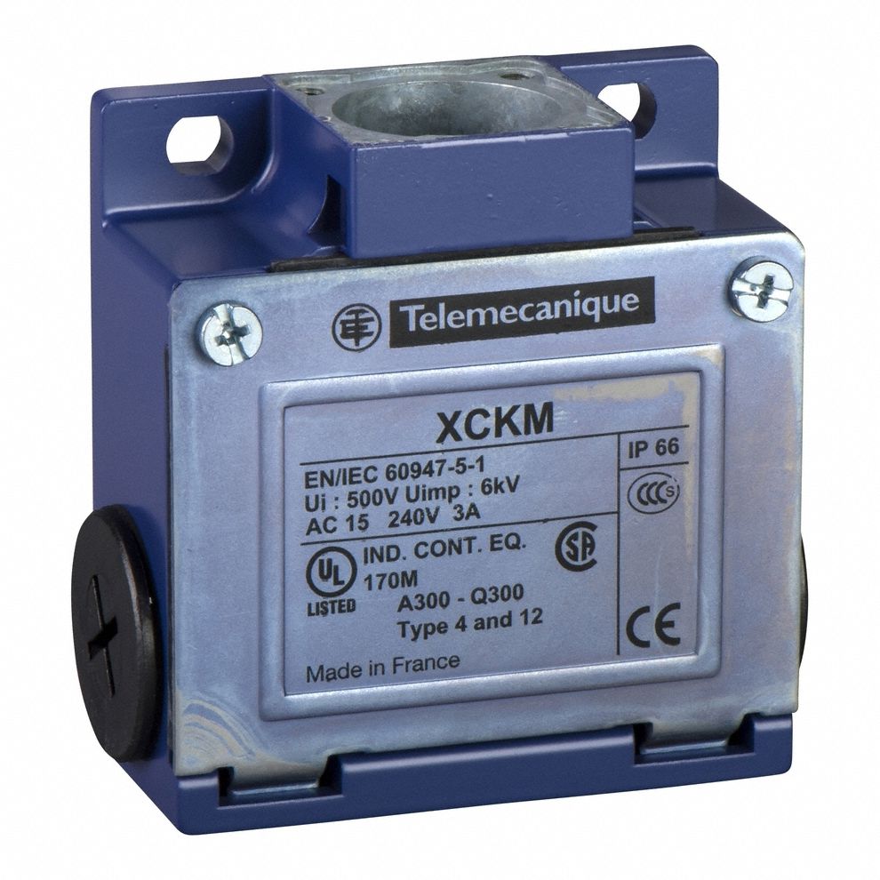 Limit Switch Body: EN50047 Body, 2 Mounting Holes, 1NO/1NC, Metallic