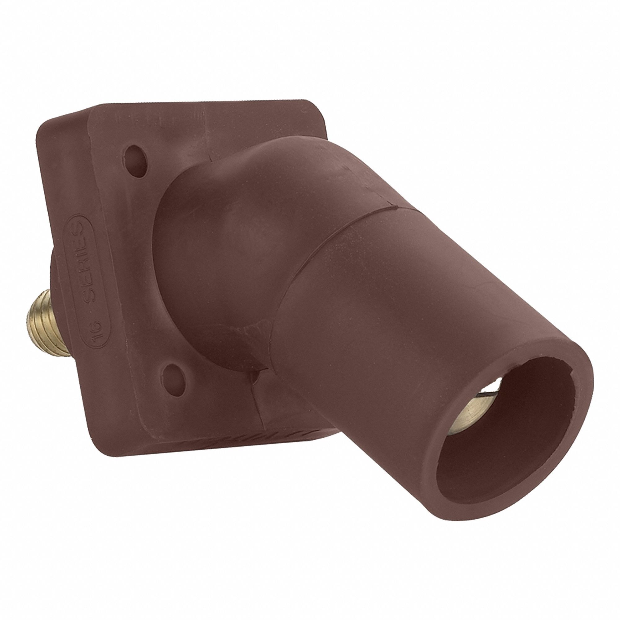 Single Pole Receptacle: For Female Connectors, 400 A, Angled, Brown, Square, Threaded Mounting