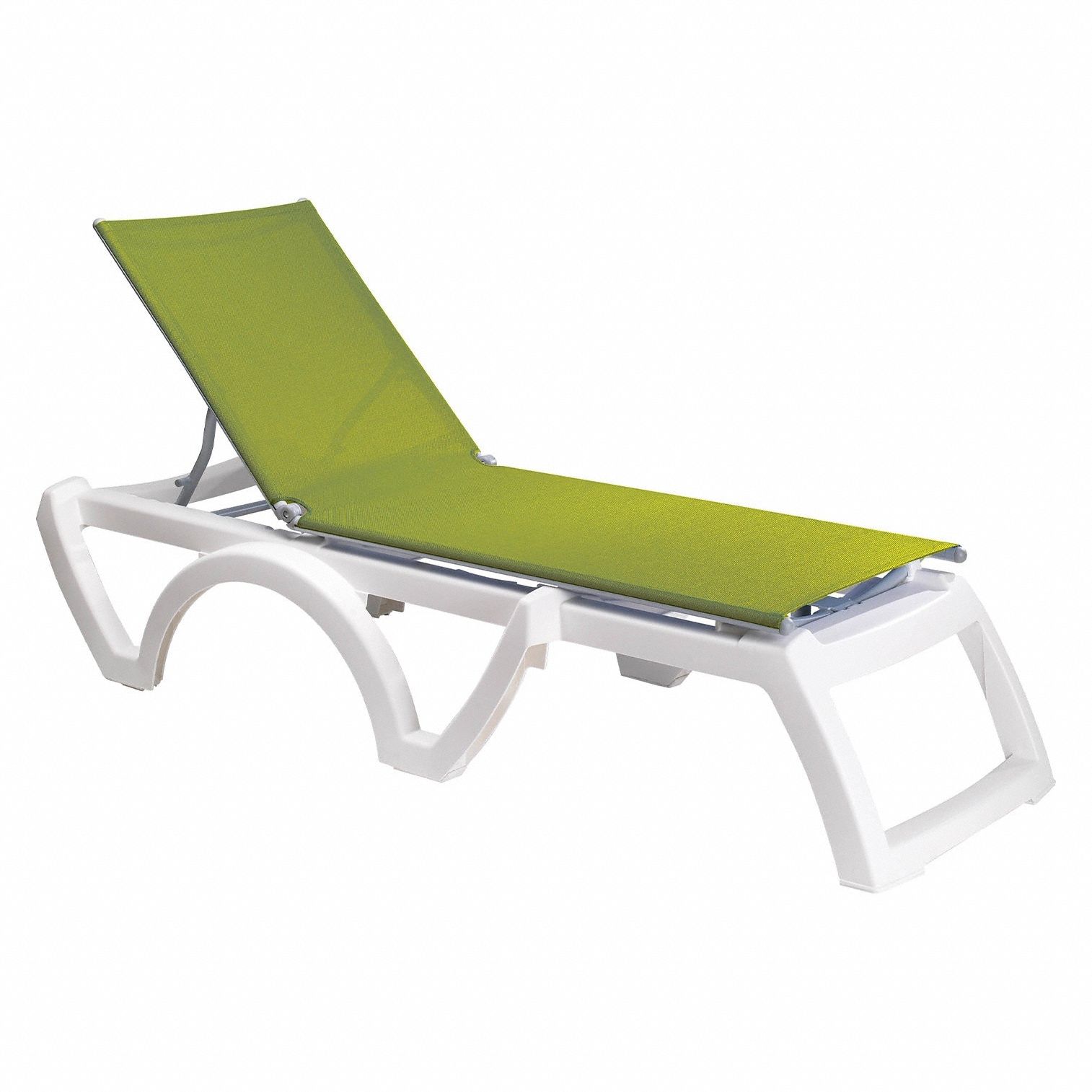 Chaise Lounge: Fern Green, Polyester Fabric, White, 1 Chairs, 14 in Chair Ht, PVC Coated