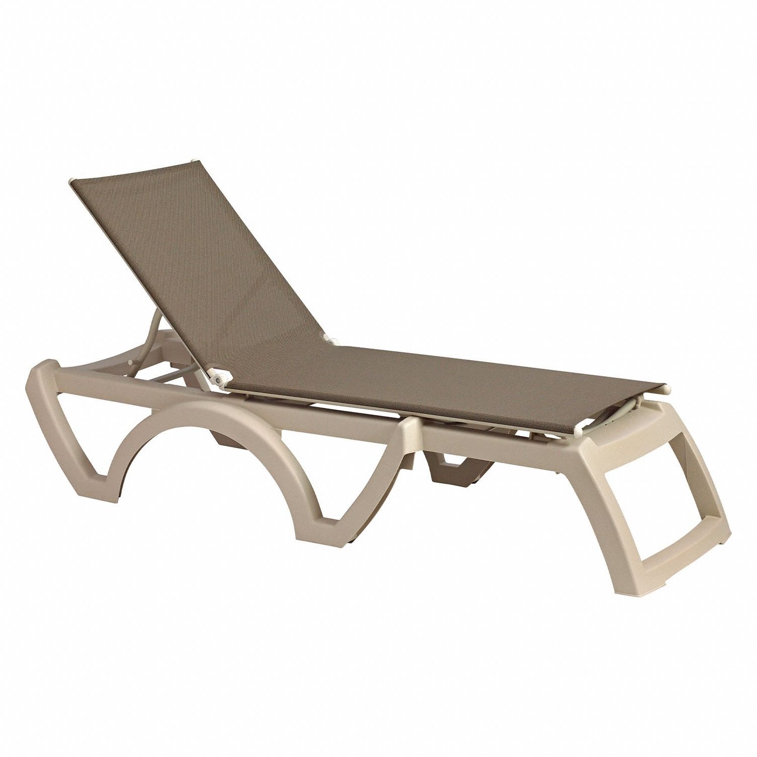 Chaise Lounge: Taupe, Polyester Fabric, Sandstone, 1 Chairs, 14 in Chair Ht, PVC Coated