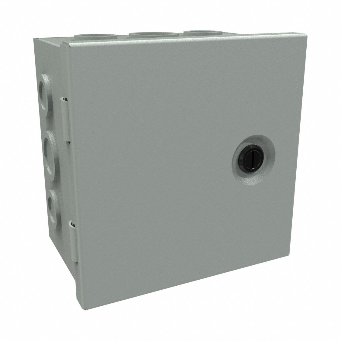 Junction Box: Steel, 6 in x 6 in x 4 in, NEMA 1, Solid Cover, Hinged, Included, Painted