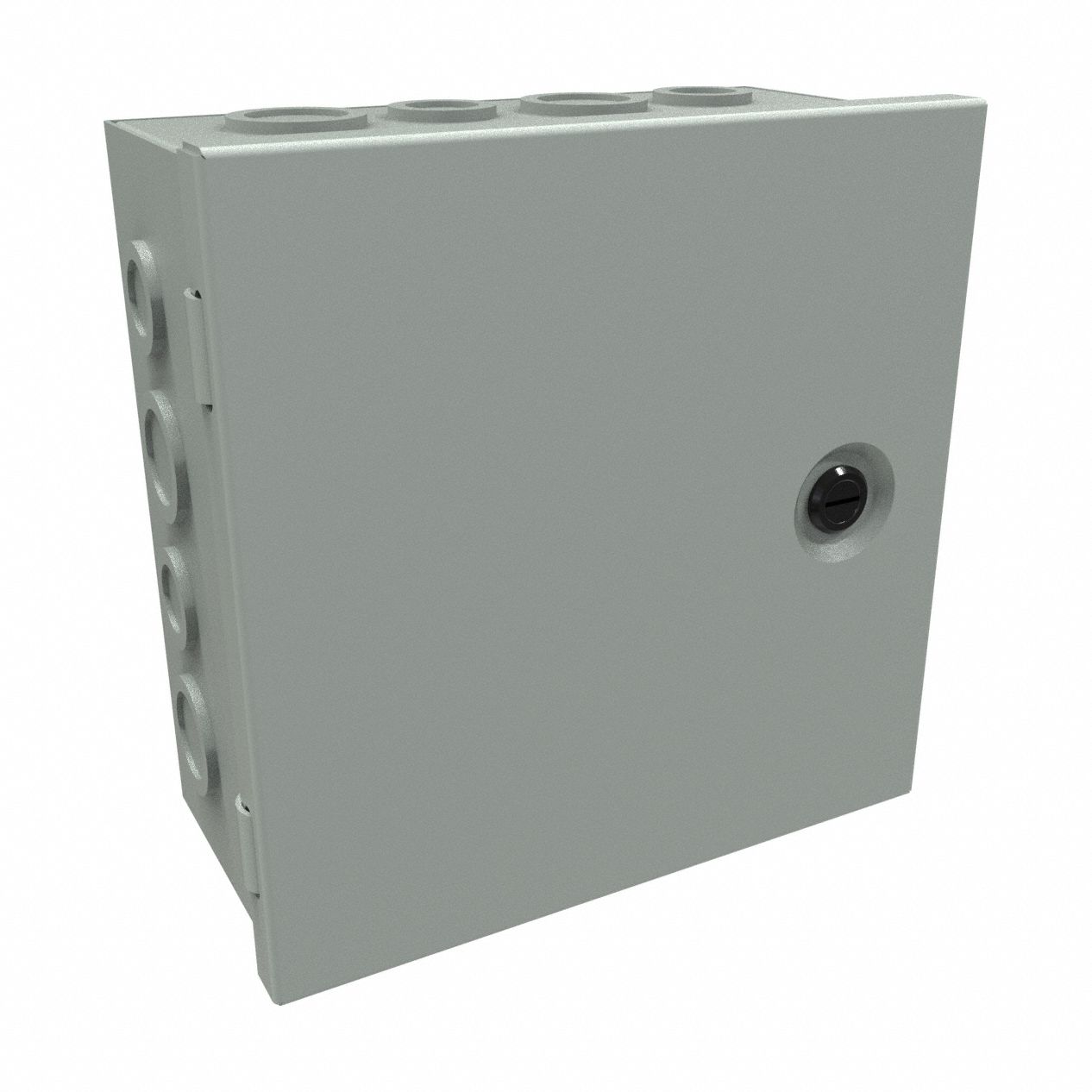 Junction Box: Steel, 8 in x 8 in x 4 in, NEMA 1, Solid Cover, Hinged, Included, Painted