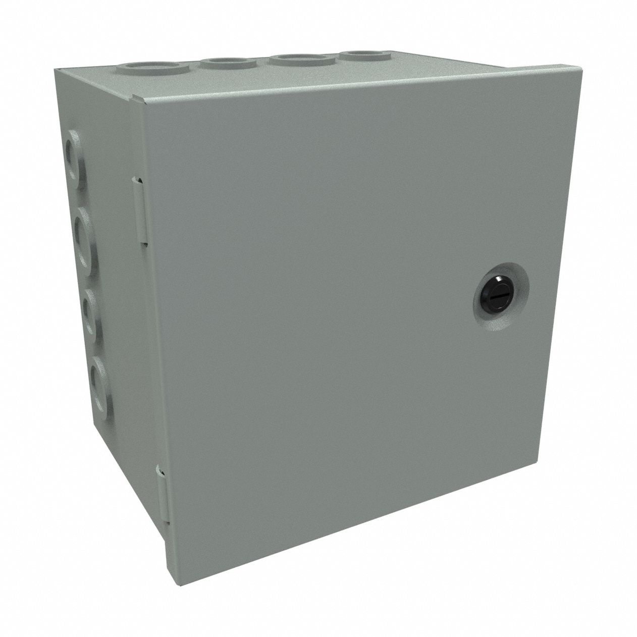 Junction Box: Steel, 8 in x 8 in x 6 in, NEMA 1, Solid Cover, Hinged, Included, Painted