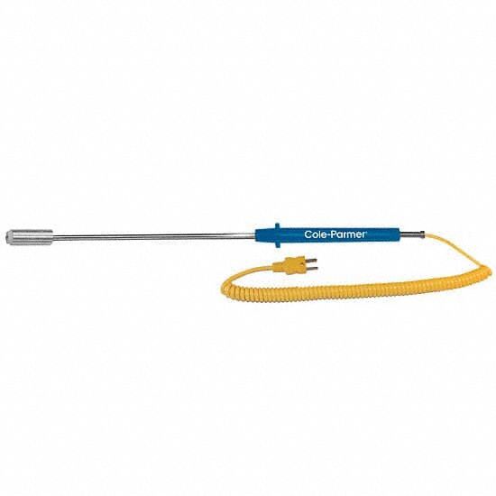 Immersion Temperature Probe: -250°F to 1, 200°F /-150°C to 649°C, 10 in Probe Lg, Type K