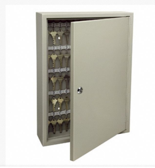 Key Control Cabinet: 60 Key Capacity, Steel, Beige, 19 1/2 in Ht, 13 5/8 in Wd, 4 3/4 in Dp