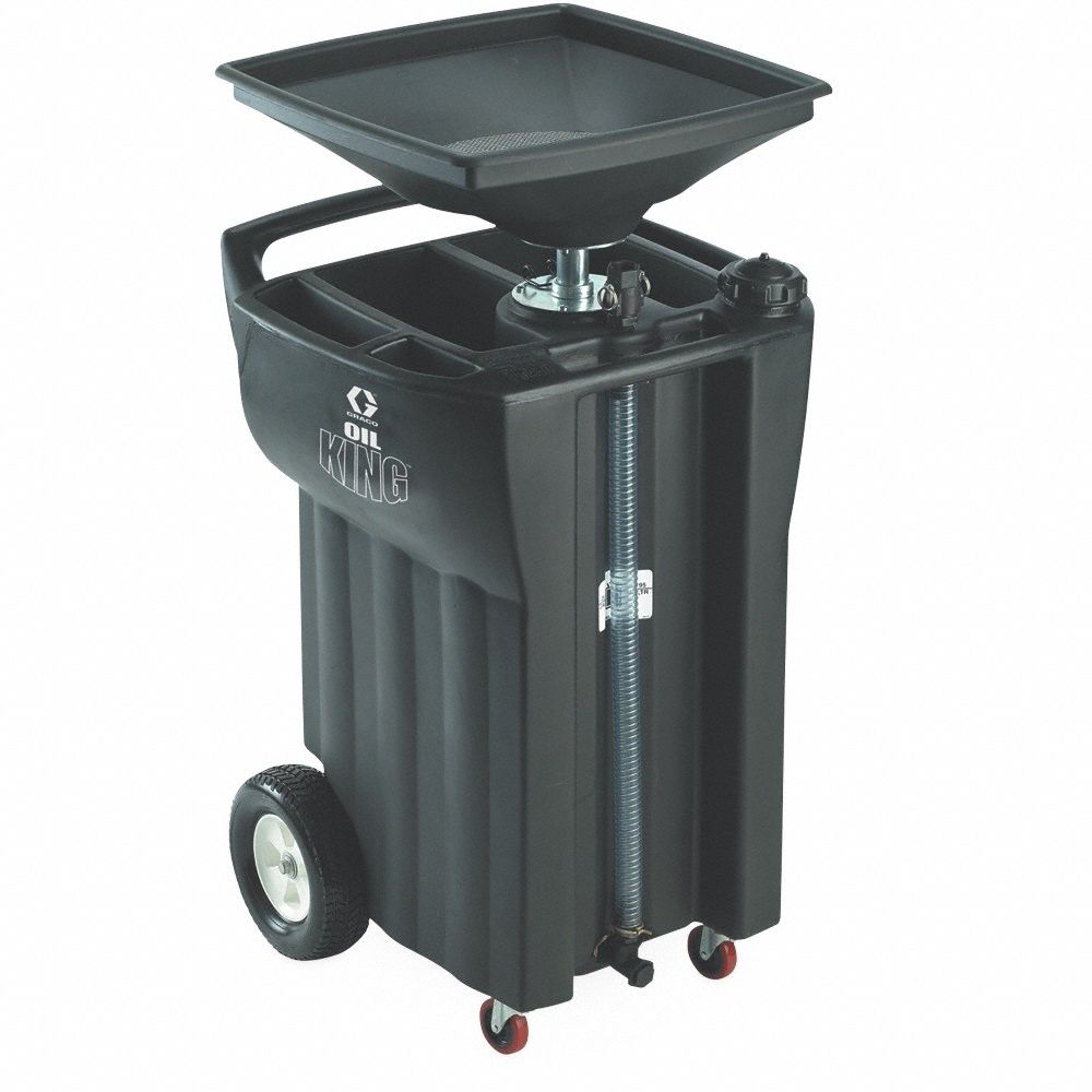 Oil Drain: 25 gal Capacity, 69 in Overall Ht, 24 in Overall Lg, 24 in Overall Wd, Black