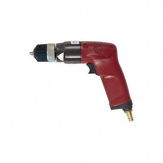 CHICAGO PNEUMATIC Air-Powered Drill: 3/8 in Chuck, Light Duty, 6,000 RPM, 1.01 hp, Keyless (MPN CP1117P60). Key specifications — attr1320790: CHICAGO PNEUMATIC.