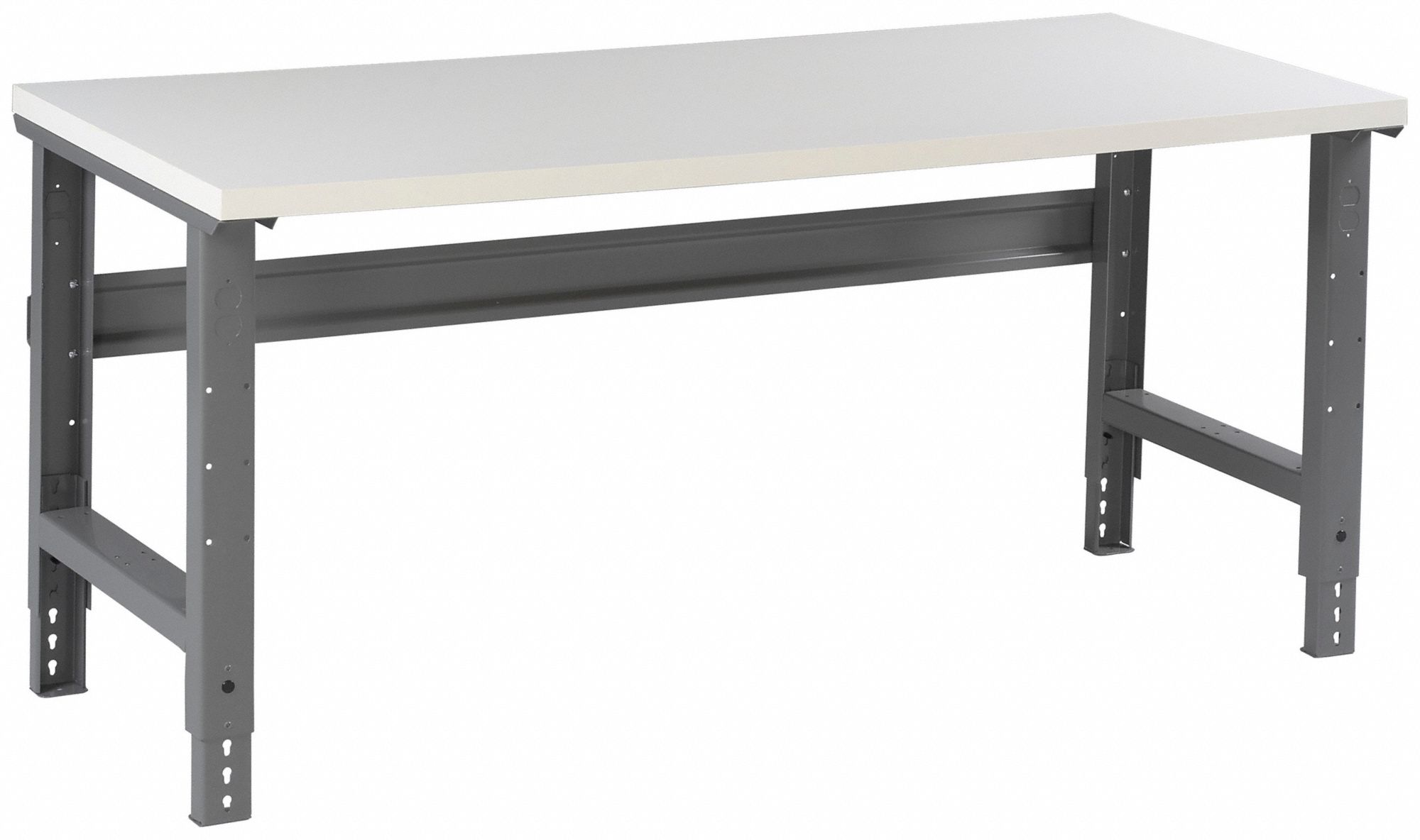 Workbench: Adj Ht, Plastic, 72 in x 36 in, 750 lb Overall Load Capacity, Gray