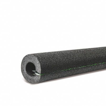 Pipe Insulation: Polyethylene, Slit, 1 in Thick, 2 7/8 in ID, 6 ft Lg, 5 R-Value, Black/Gray, 6 ft