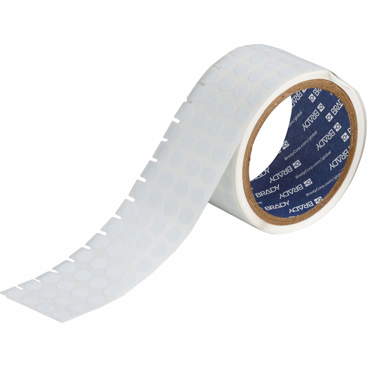 Pre-Cut Label Stock Roll: Circle, 3/8 in, 3/8 in, Cryogenic Polyester, White, 1.5 mL Vial/Tube Size