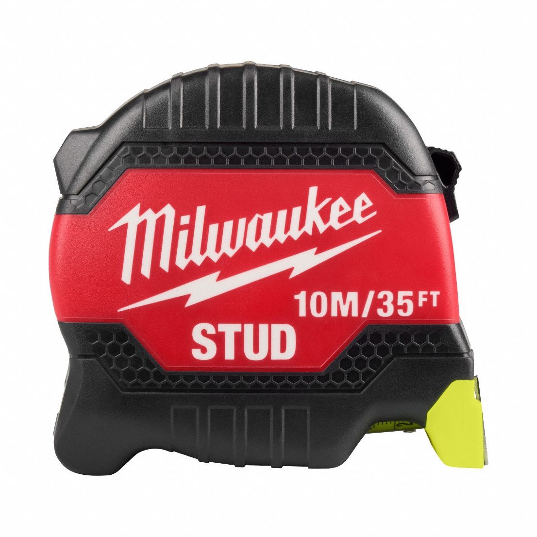 STUD Tape Measure: Nonmagnetic Single Hook Tip, 35 ft / 10 m, Metal/Stainless Steel, Red