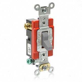 Wall Switch: Toggle Switch, 3-Way, Gray, 20 A, 120/277V AC, Screw Terminals