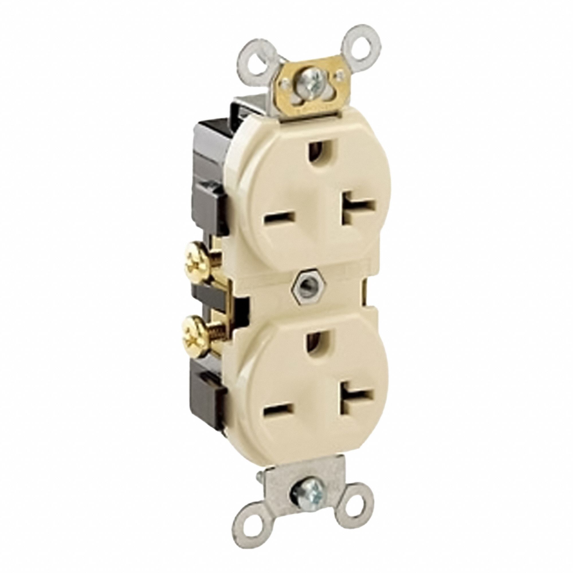 Duplex Receptacle Outlet: Duplex, 6-20R, 250V AC, 20 A, Ivory, 2 Pole / 3 Wire