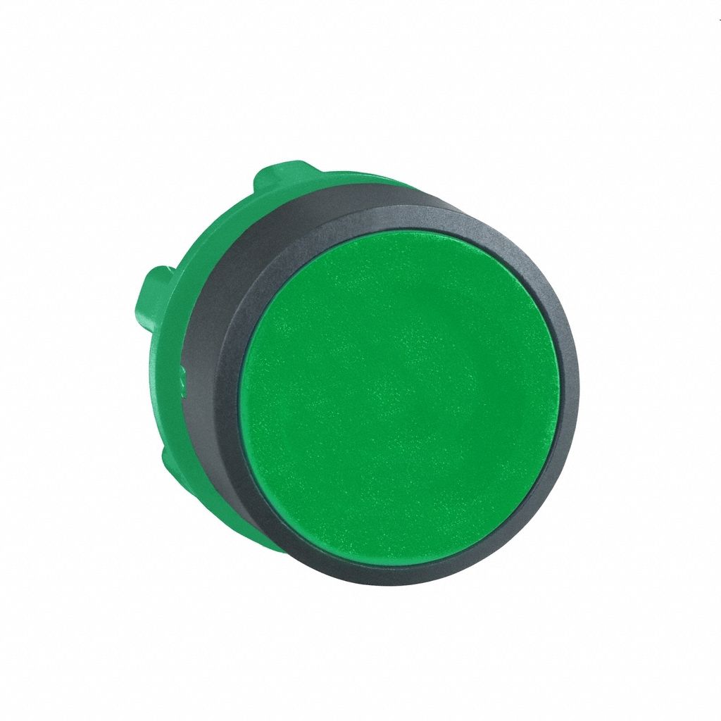 Flush Push Button: Green, 22 mm Mounting Size, Non-Metallic, Momentary