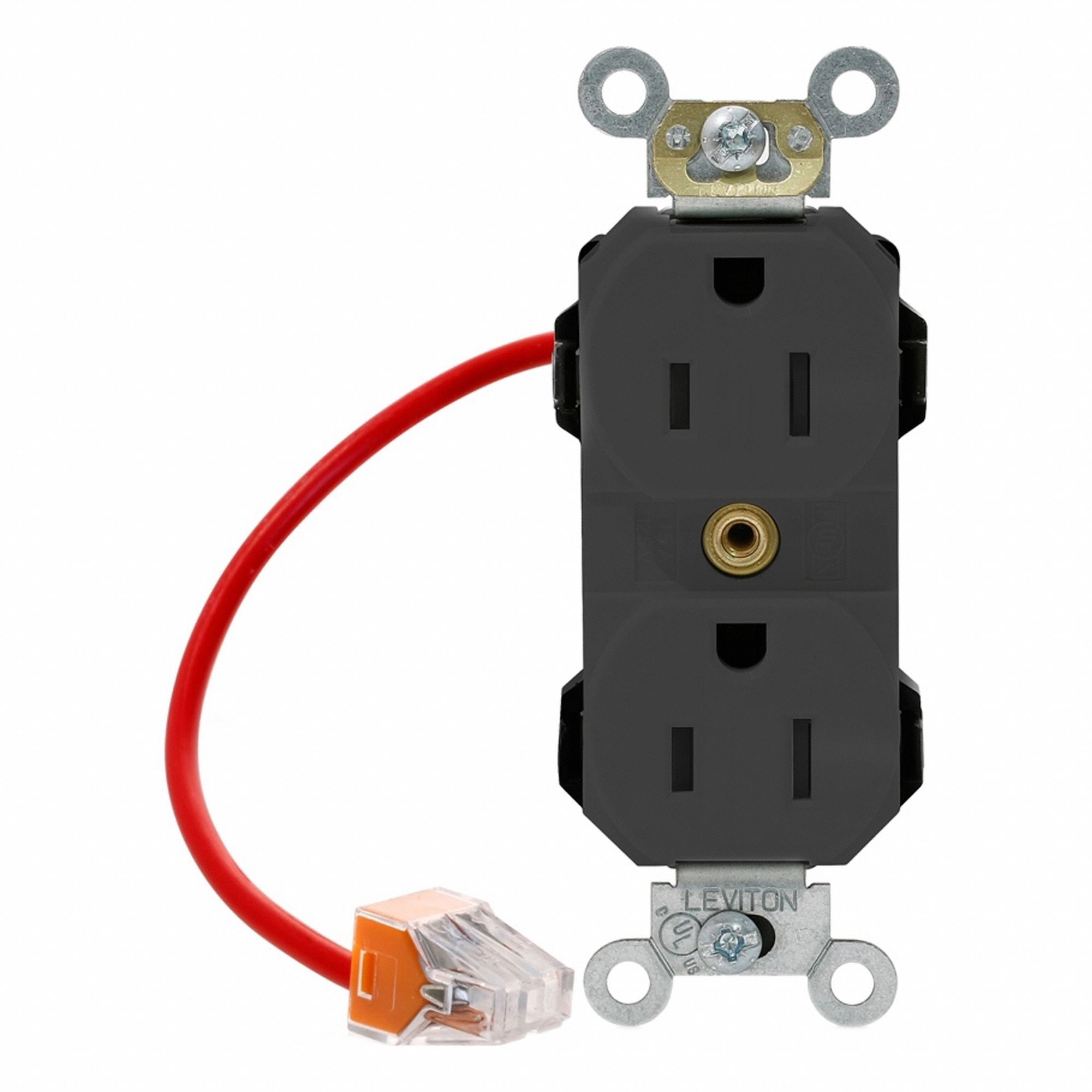 Lev-Lok Rec 15A 125V Self-GR/SC Blk