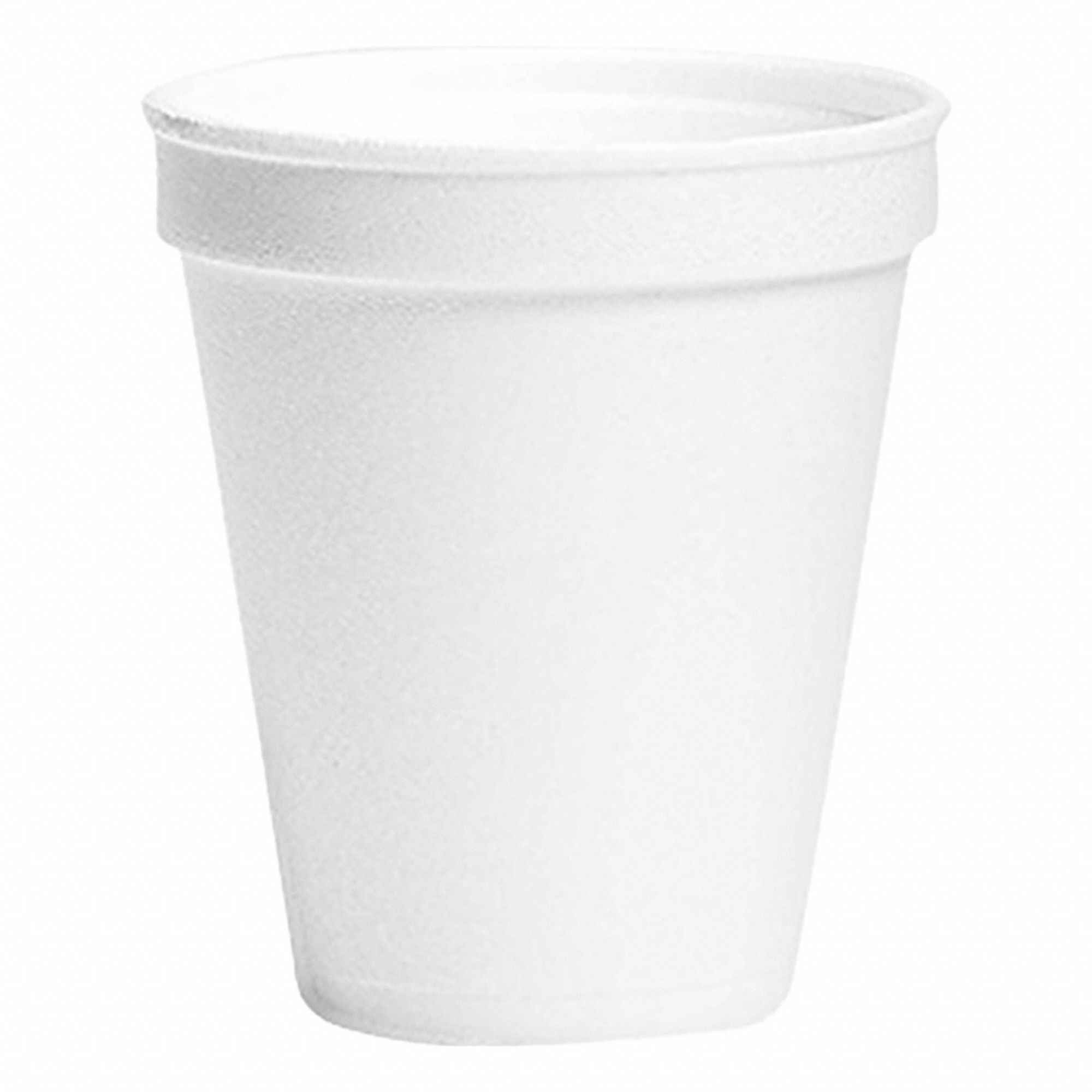 Disposable Cup: 8 oz Capacity, White, Plastic, Unwrapped, Patternless, 1, 000 PK