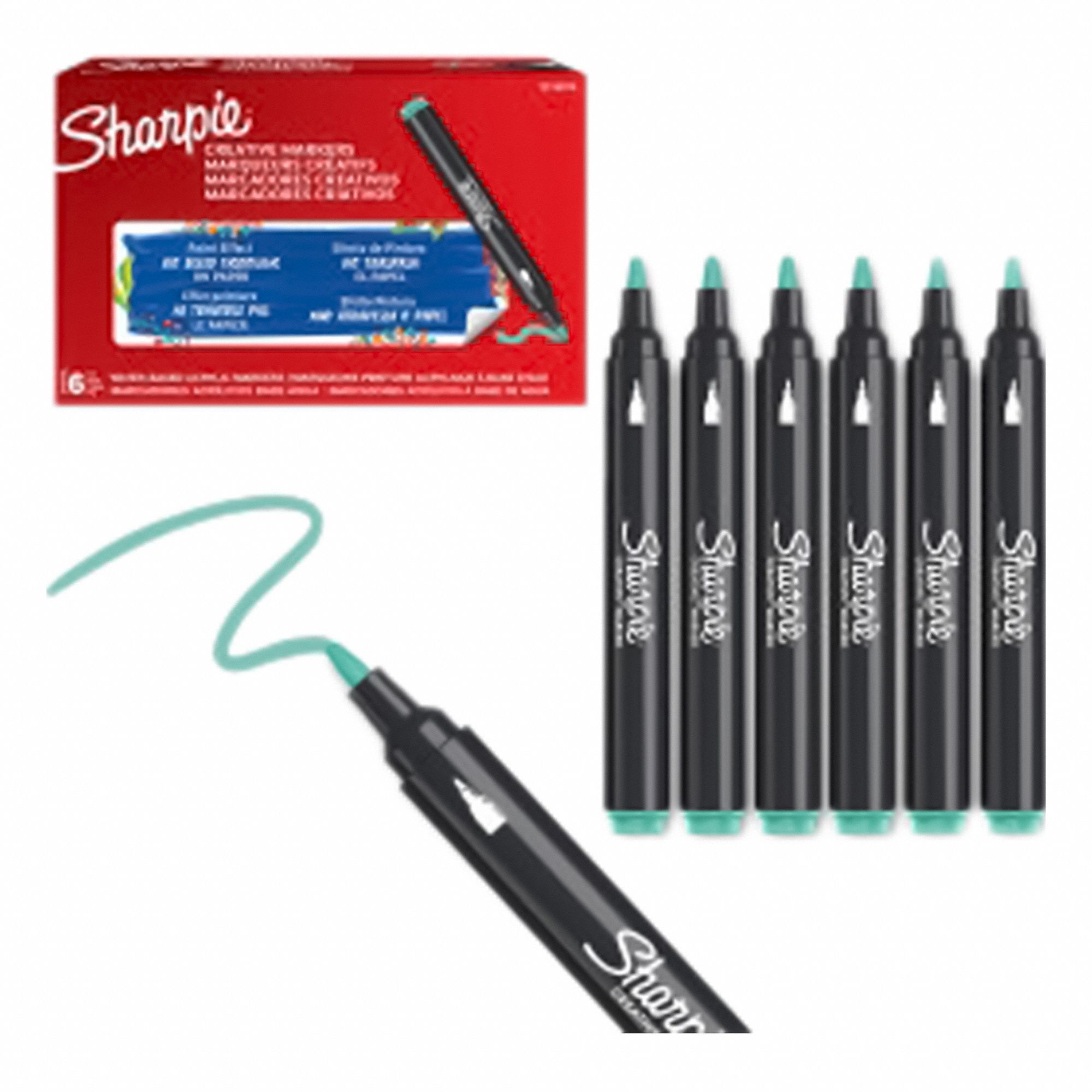 Marker: Bullet, Std, Capped, Non-Erasable, 6 Markers per Pack, (6) Lake Green, Lake Green