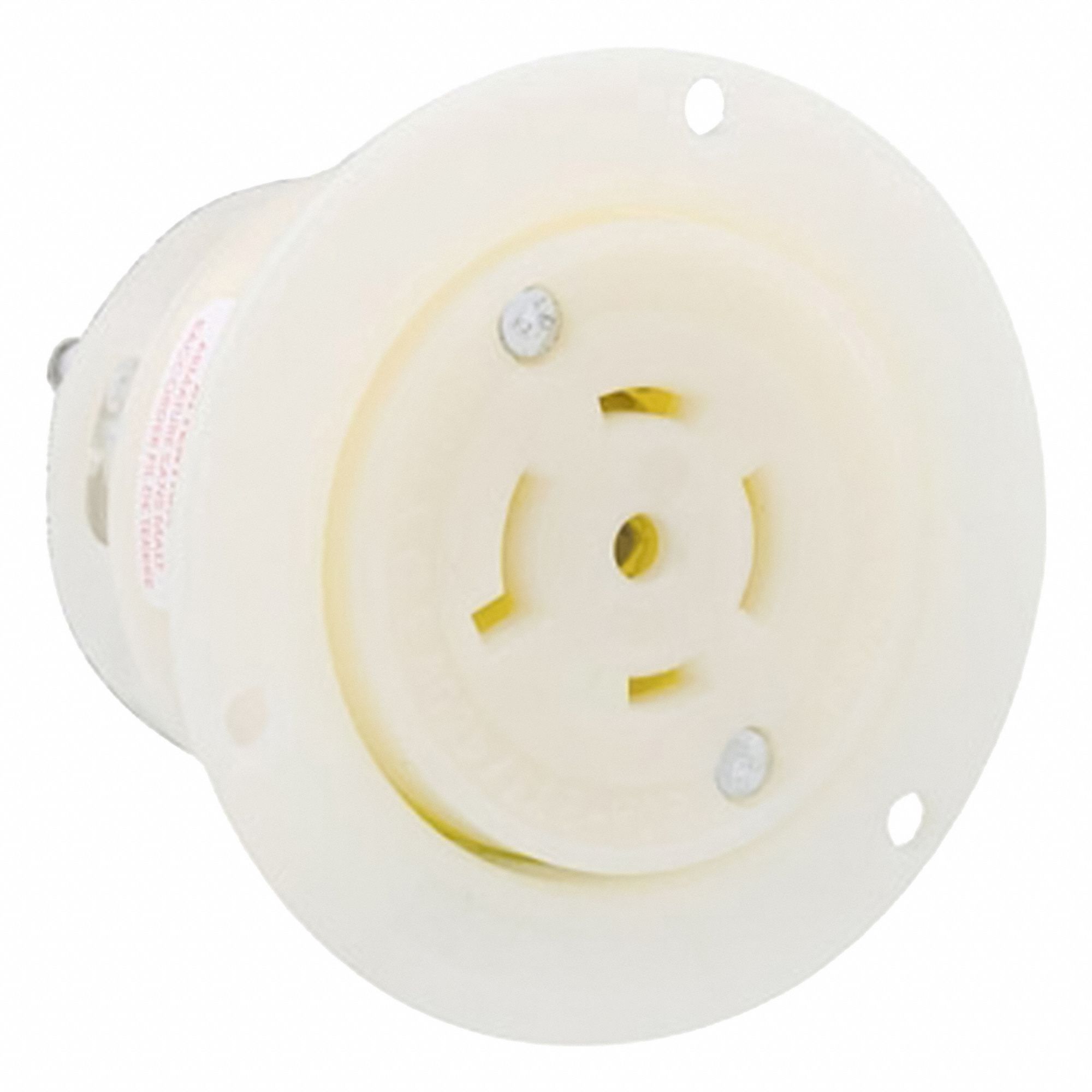 Locking Receptacle: L23-20R, 20 A, 347/600V AC, White, 4 Poles, Shrouded