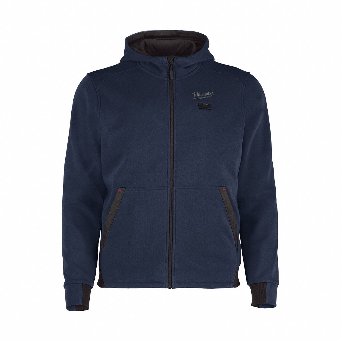 Heated Hoodie: Men's, 2XL, Blue, Up to 8 hours, 29 in Max Chest Size, 2 Outside Pockets
