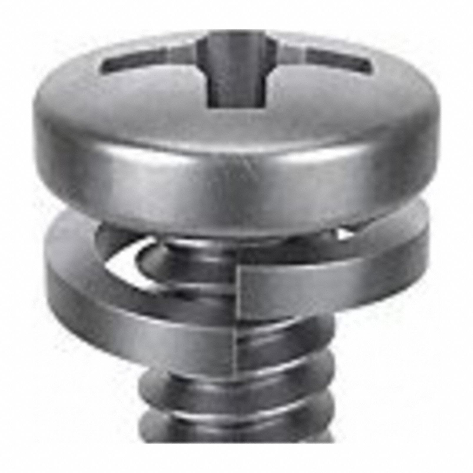 SEMS Screw: Split Lock, #10-32 Thread Size, 1/2 in Lg, Stainless Steel, Passivated, Pan, 25 PK