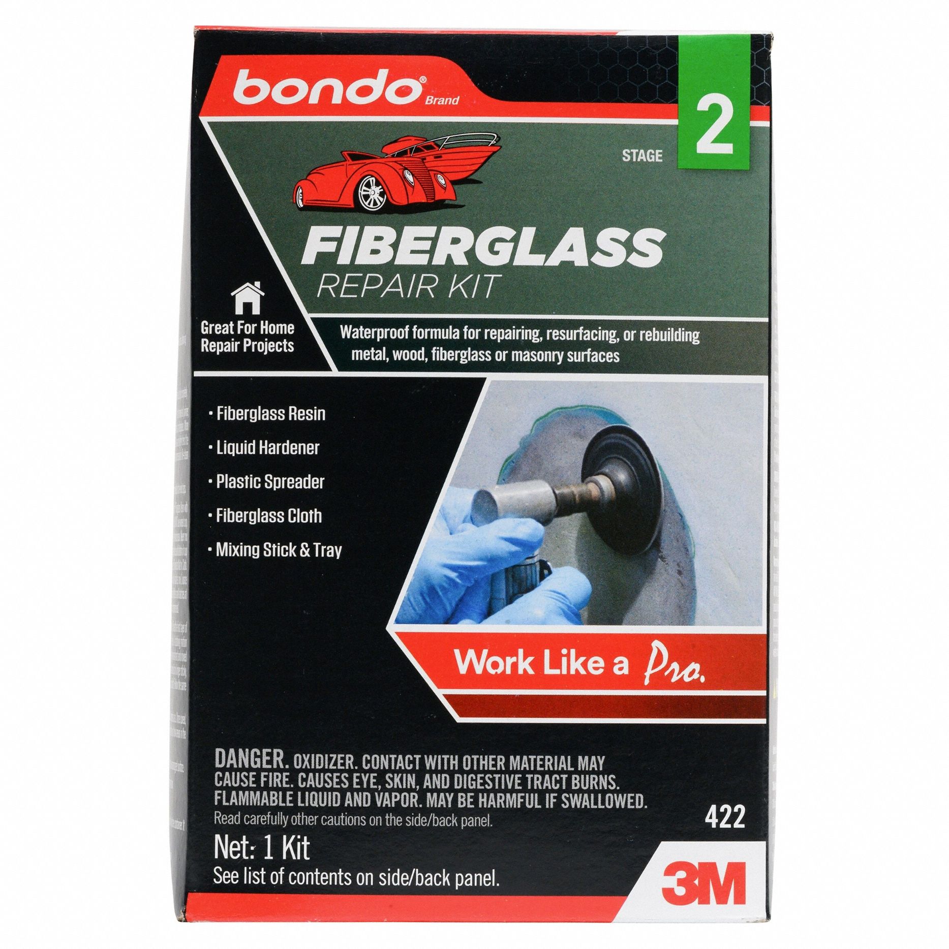 3M bondo FIBERGLASS RESIN REPAIR KIT 420 STAGE 2 DIY Bonds to Metals &  Plastics