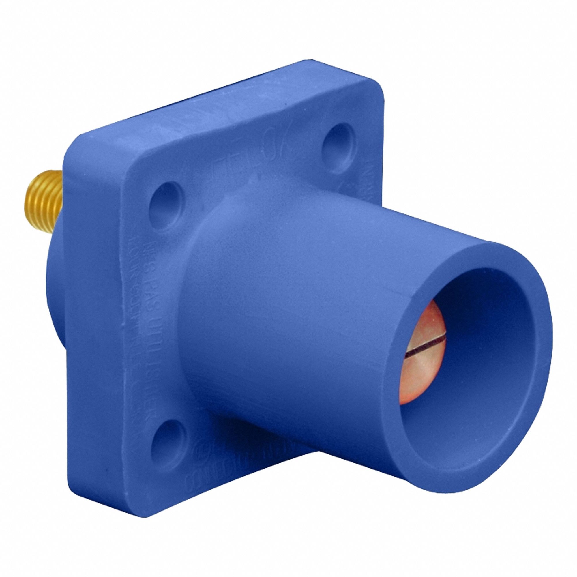 Single Pole Receptacle: For Female Connectors, 400 A, Straight, Blue, Square, Threaded Mounting