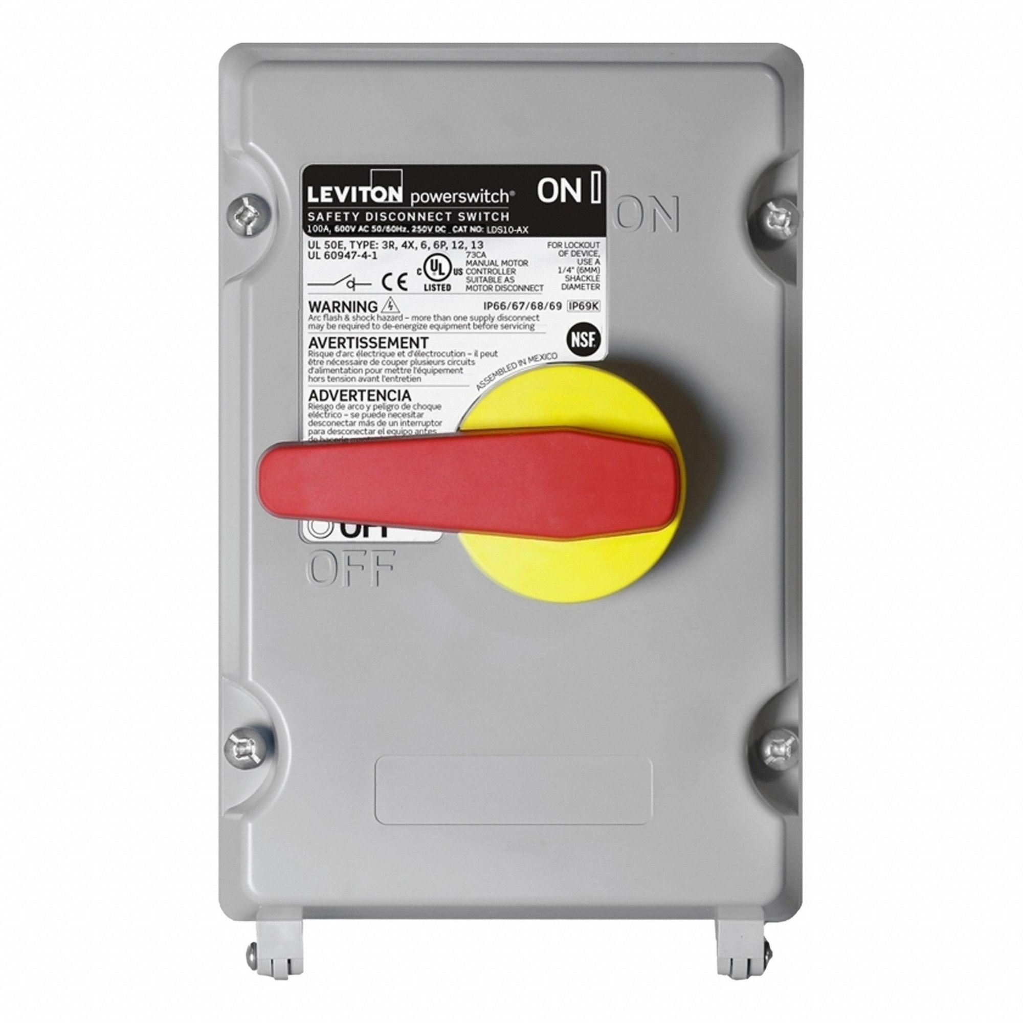 Disconnect Switch: Non-Fusible, 100 A, Single or Three Phase, 600V AC, Non-Metallic