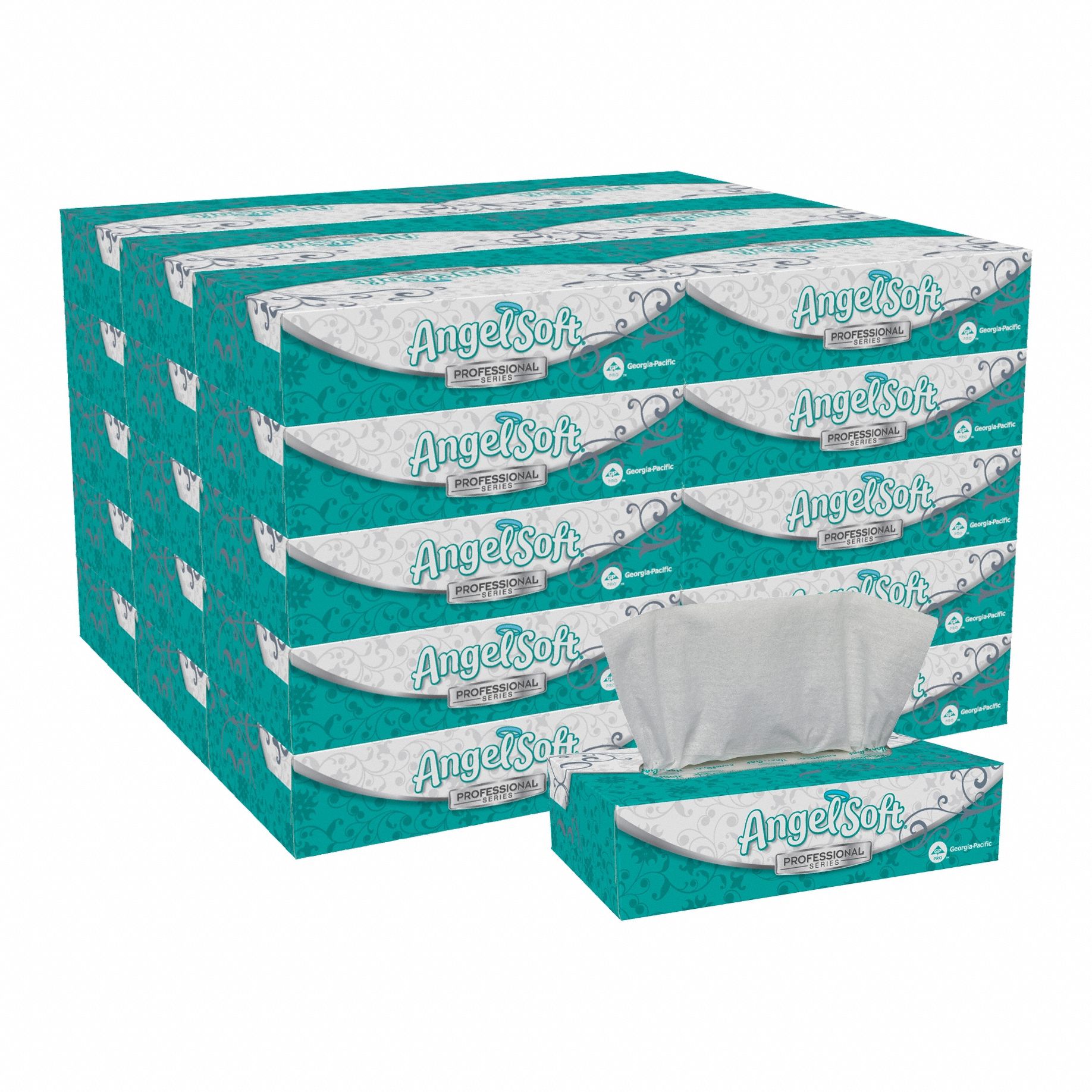 Facial Tissue: Flat, Angel Soft Professional Series®, 100 Sheets, 2 Ply, 30 PK