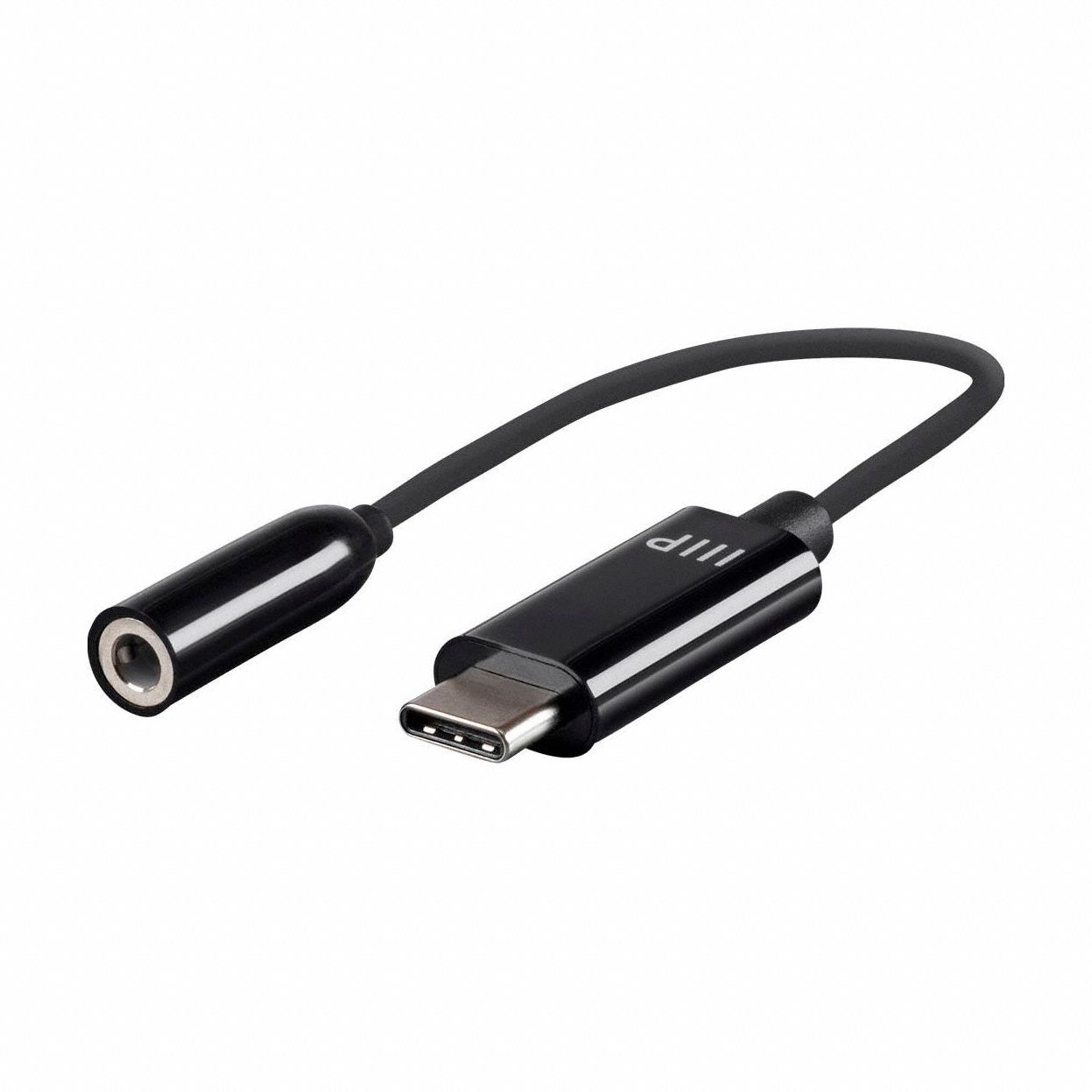 Computer Cable Adapter/Splitter: 3.5mm Aux Audio/USB-C, Black, 2 Connections
