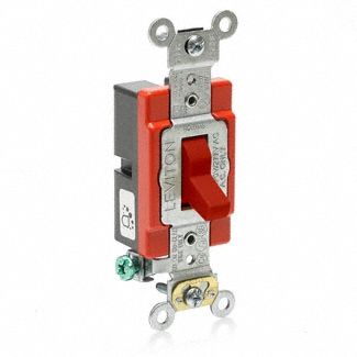 Wall Switch: Toggle Switch, Single Pole, Red, 20 A, 120/277V AC, Screw Terminals