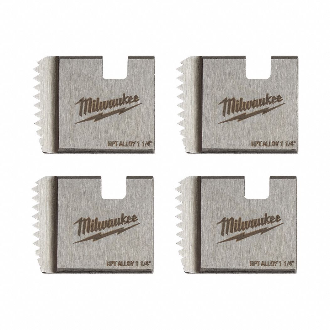 Pipe Threading Die Head: 1 1/4 in Pipe, NPT, Right Hand, Alloy Steel, 4 No. of Dies, 4 PK