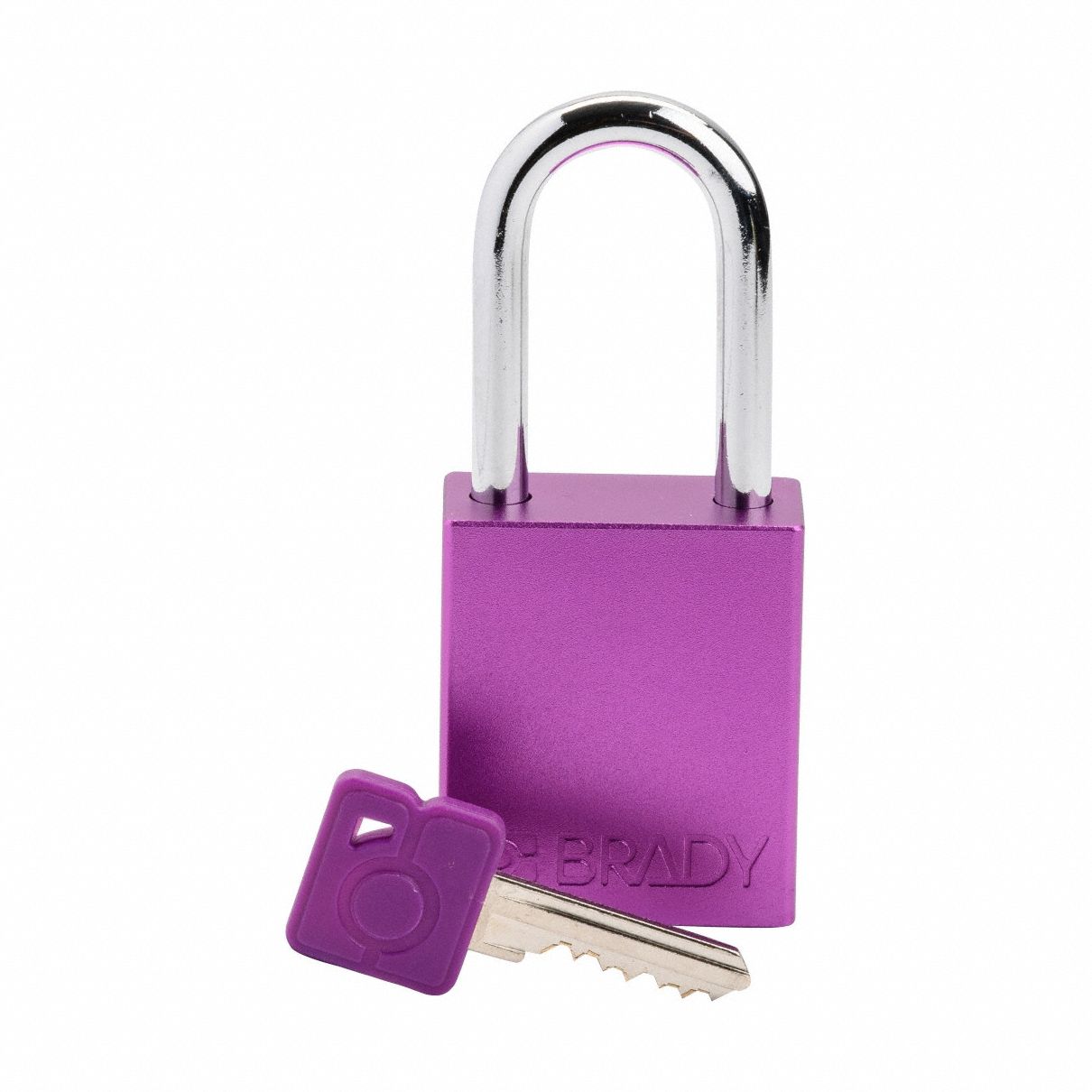 Lockout Padlock: Keyed Different, Aluminum, Std Body Body Size, Steel, Std, Purple, BRADY