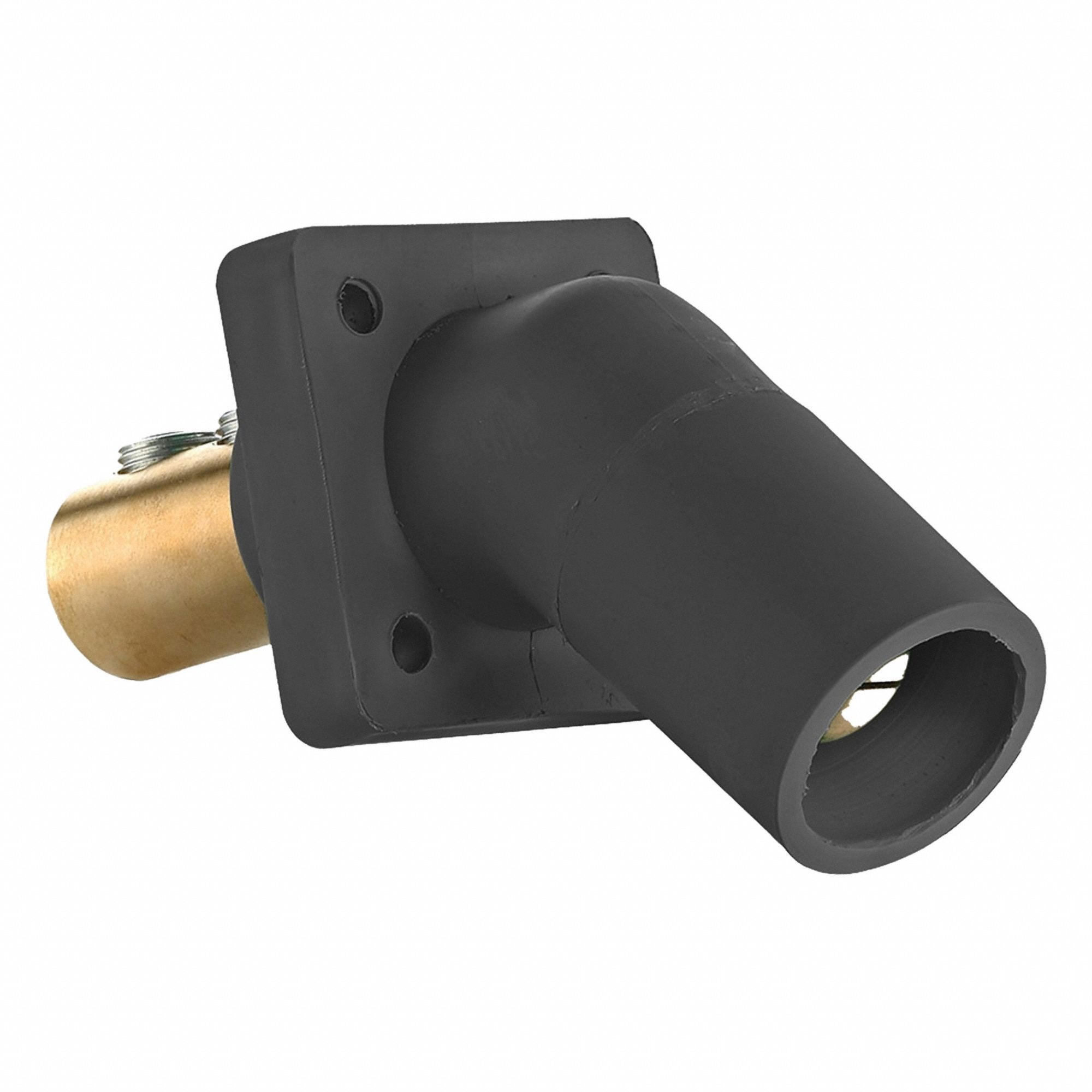 Single Pole Receptacle: For Female Connectors, 400 A, Angled, Black, Square, Threaded Mounting
