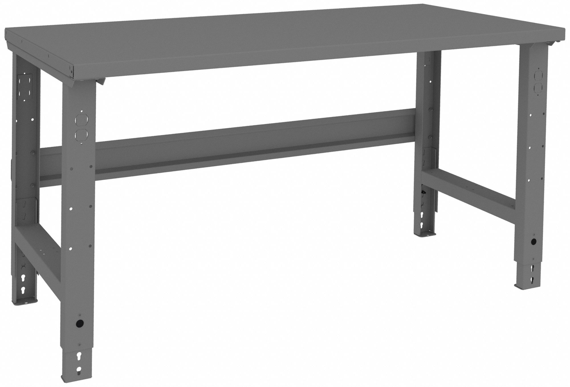 Workbench: Adj Ht, Steel, 60 in x 30 in, 2, 500 lb Overall Load Capacity, Gray