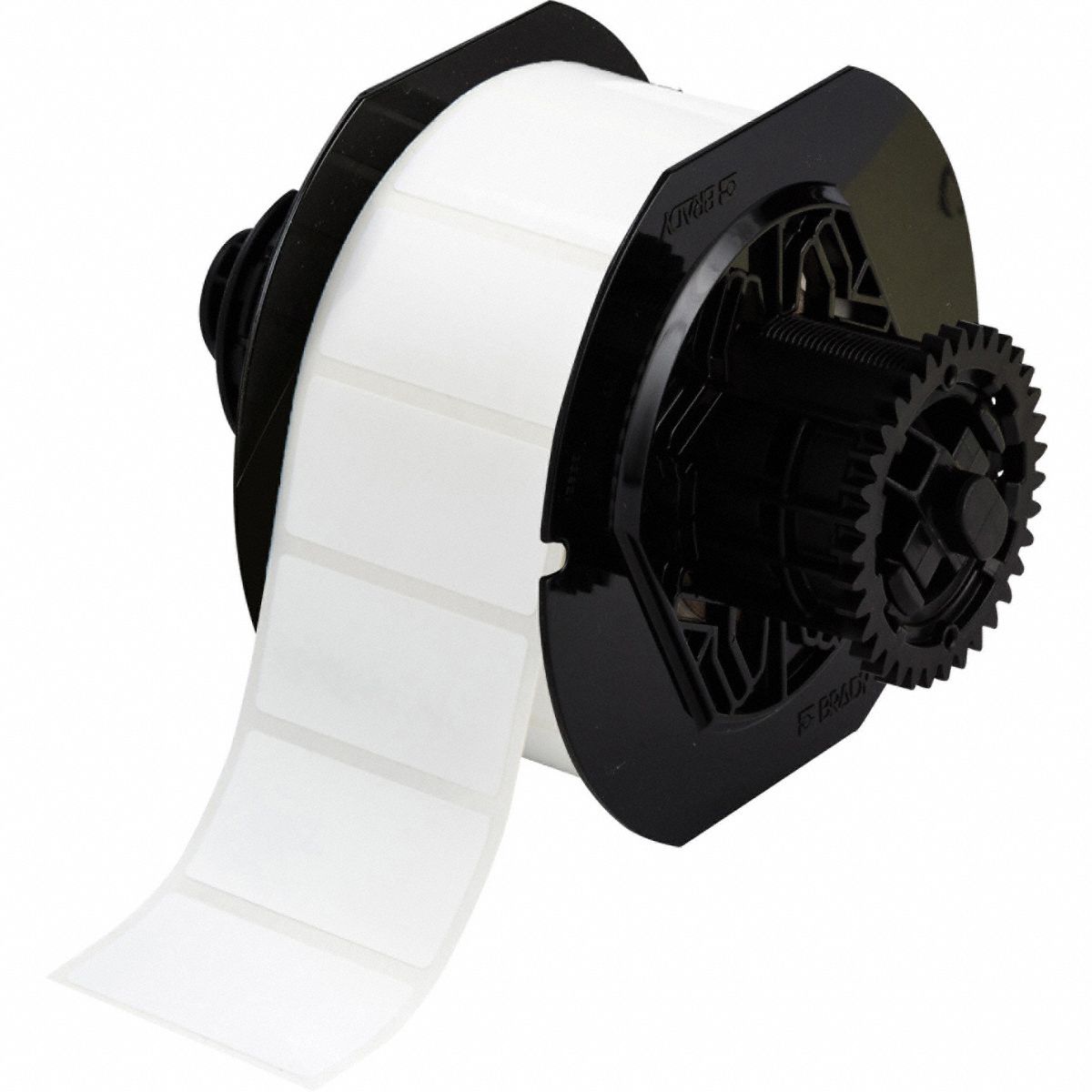 Pre-Cut Label Stock Roll: 1 in x 2 in, 1 in, Polyester, Permanent Adhesive, White (Gloss)