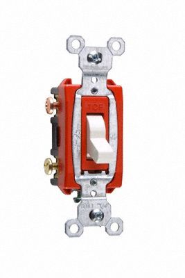 Wall Switch: Toggle Switch, 3-Way, White, 20 A, 120/277V AC, Screw Terminals