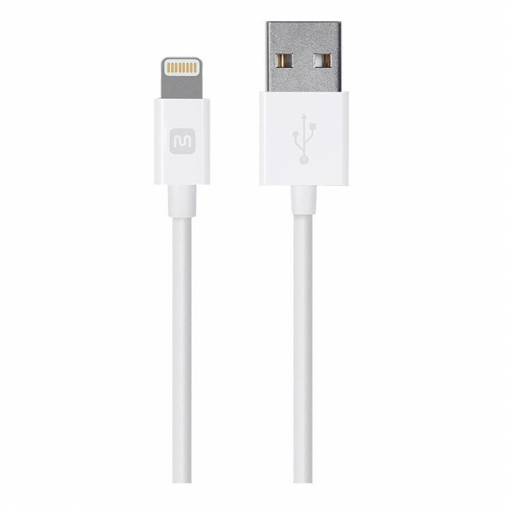 USB Cable: Lightning End 1, Type A End 2, White, 10 ft Lg, USB Cable