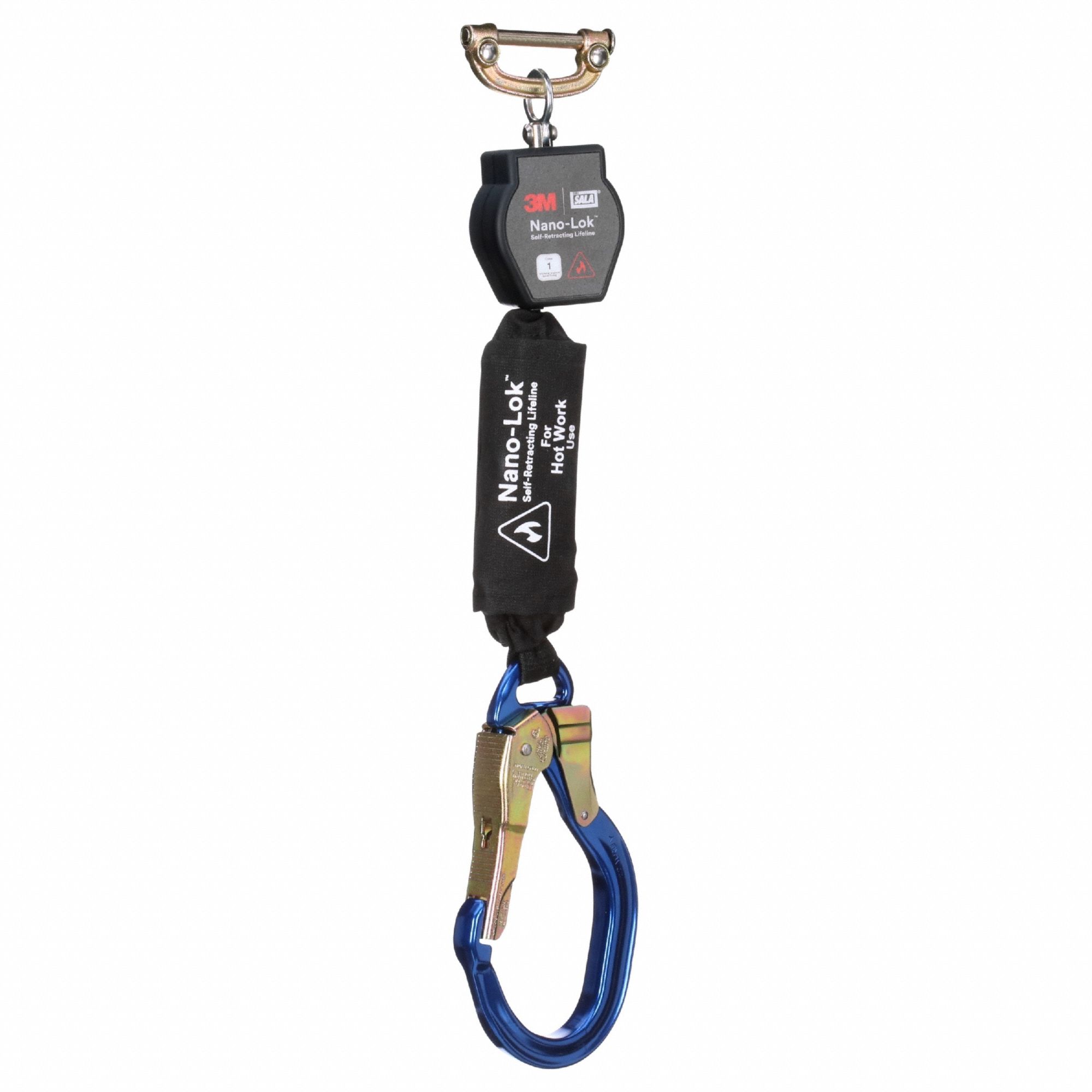 Self-Retracting Lifeline: 2 1/2 inSteel Quick-Connect Anchor, 6 ft Line, 420 lb Capacity
