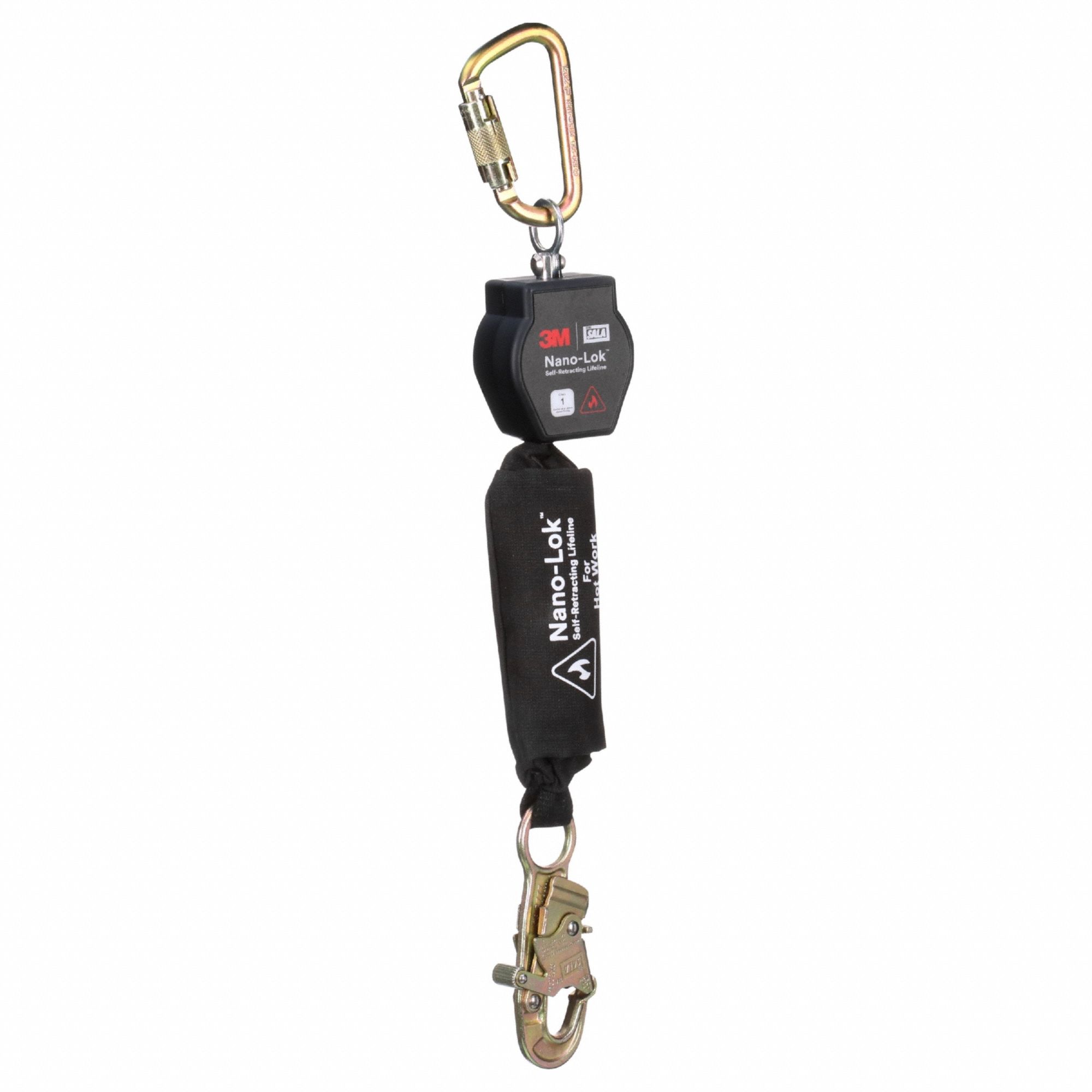 Self-Retracting Lifeline: Steel Snap Hook Anchor, Harness Steel Carabiner, 6 ft Line