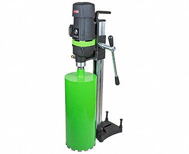 CS UNITEC Core Drill Rig: 110V AC, 8 in Capacity (Concrete), Single, 675 RPM Max. Spindle Speed (MPN DBE 201). Key specifications — attr1256763: CS UNITEC; attr1256718: (2) Wrenches; attr1256764: 115V AC.