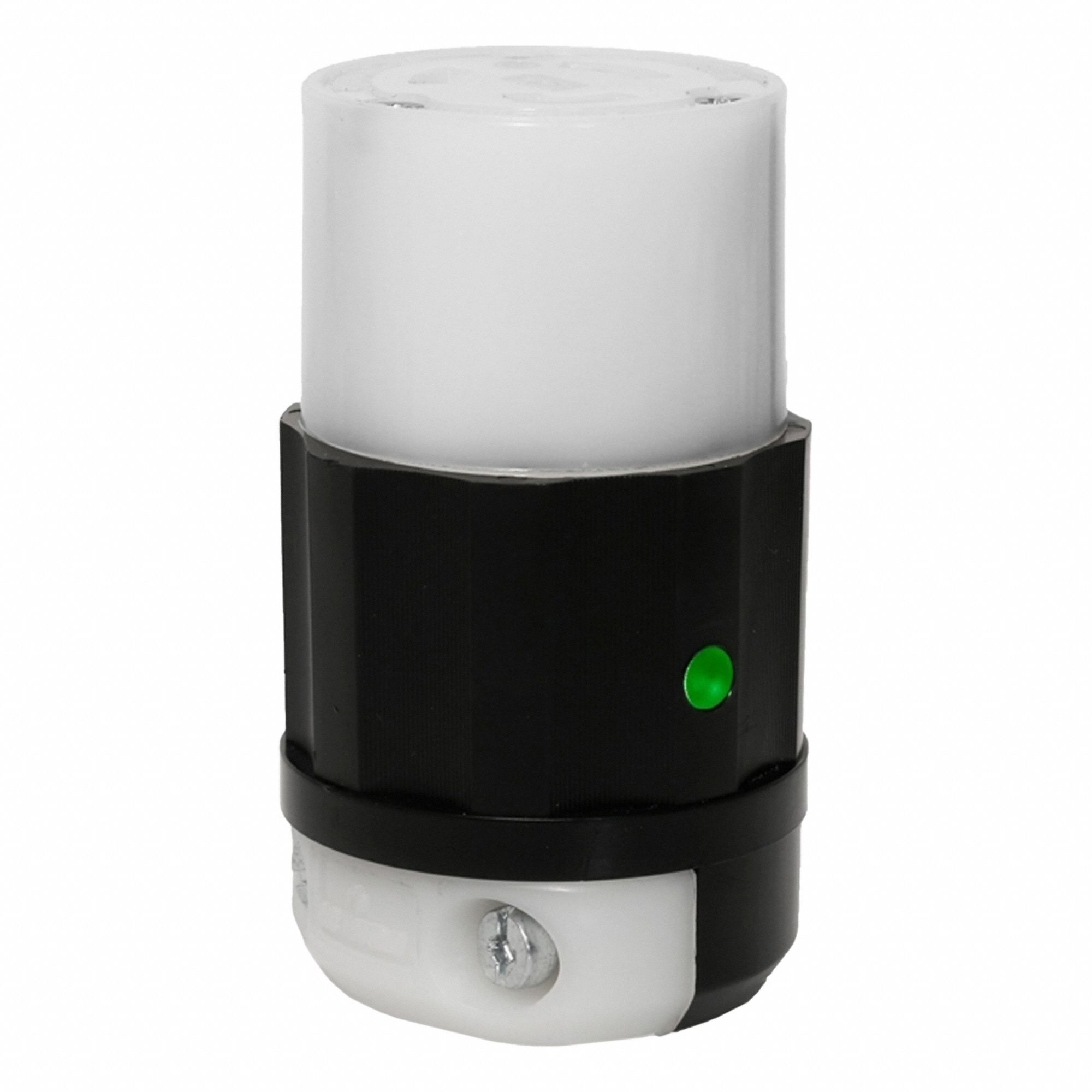 Locking Connector: L7-30R, 30 A, 277V AC, 2 Poles, Black/White, Screw Terminals