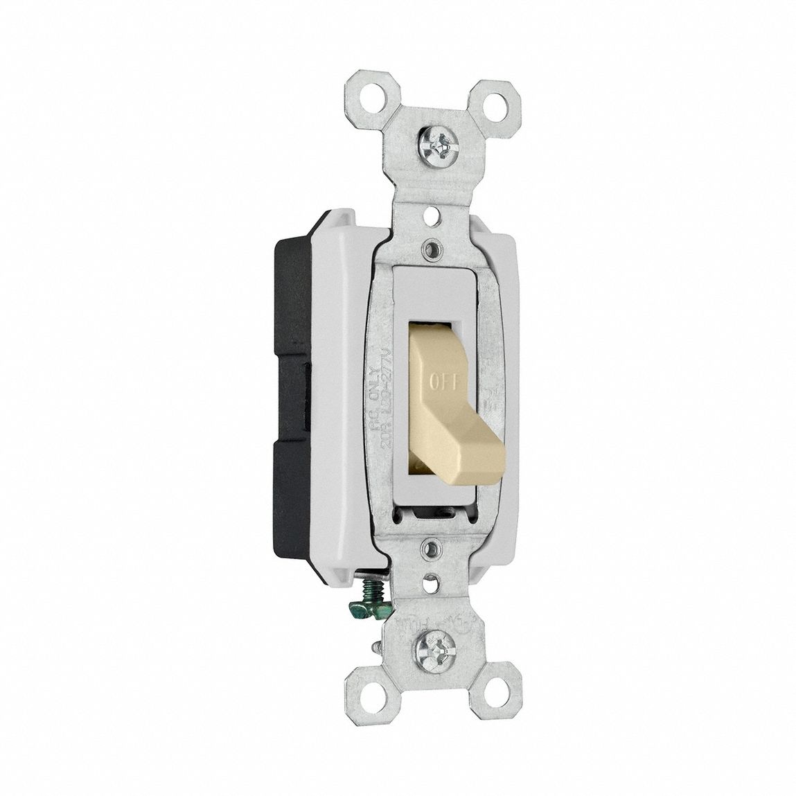 Wall Switch: Toggle Switch, Single Pole, Ivory, 20 A, 120/277V AC, Screw Terminals