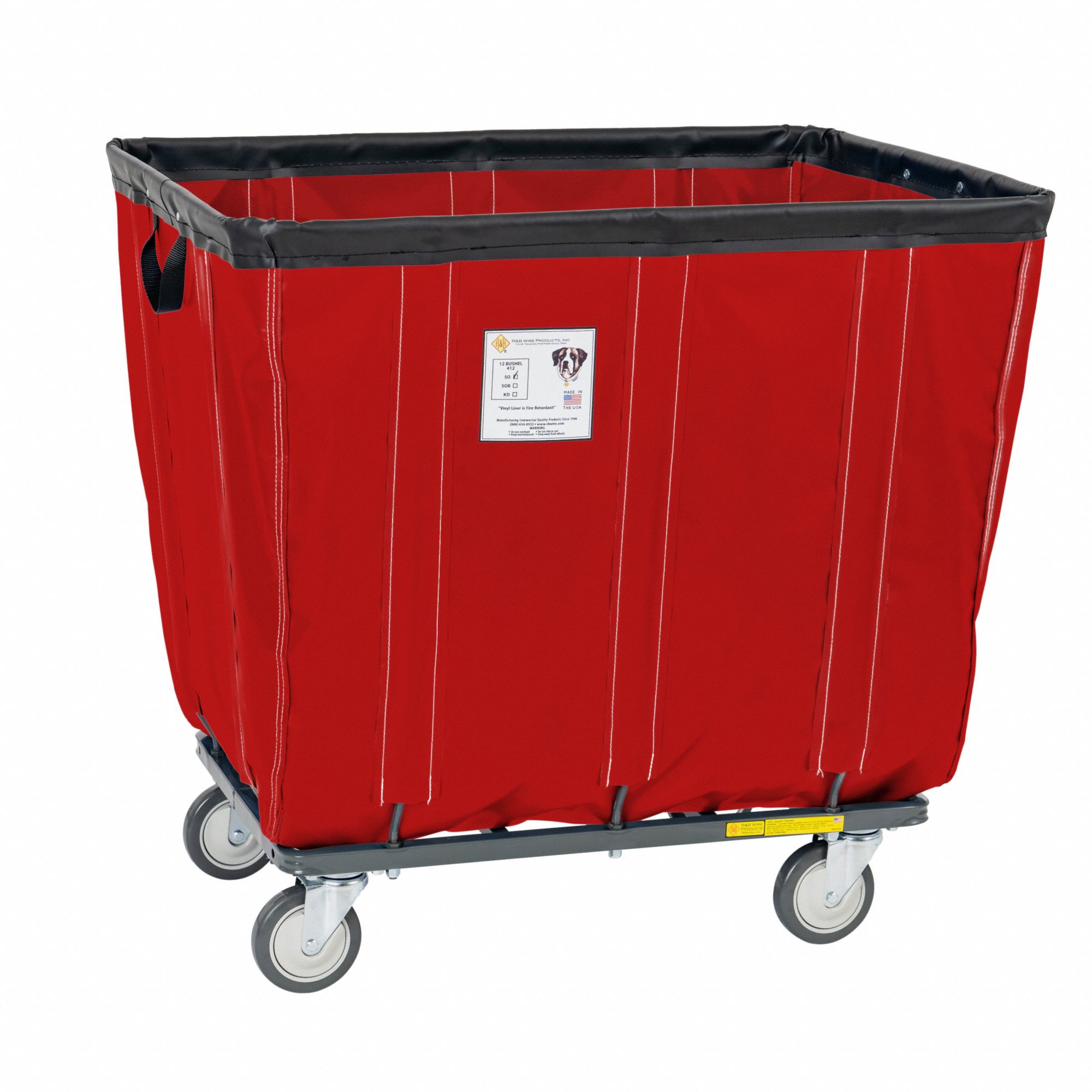 Vinyl Bushel Truck: 10 cu ft Cubic Foot Capacity, 600 lb Load Capacity, Red