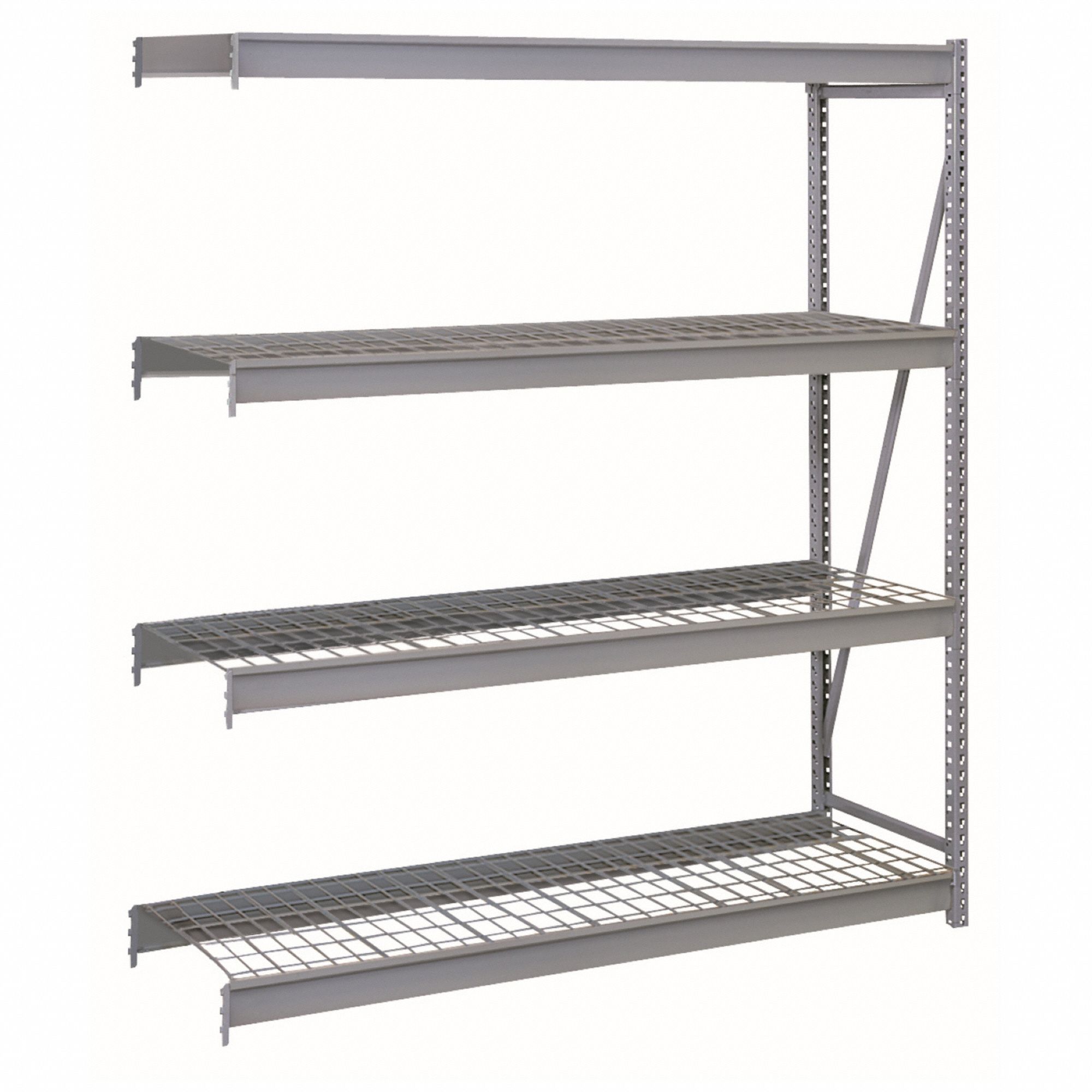 BULK STORAGE RACK, ADD-ON, MEDIUM-DUTY, 96 IN X 24 IN X 96 IN, STEEL WIRE, 4 SHELVES