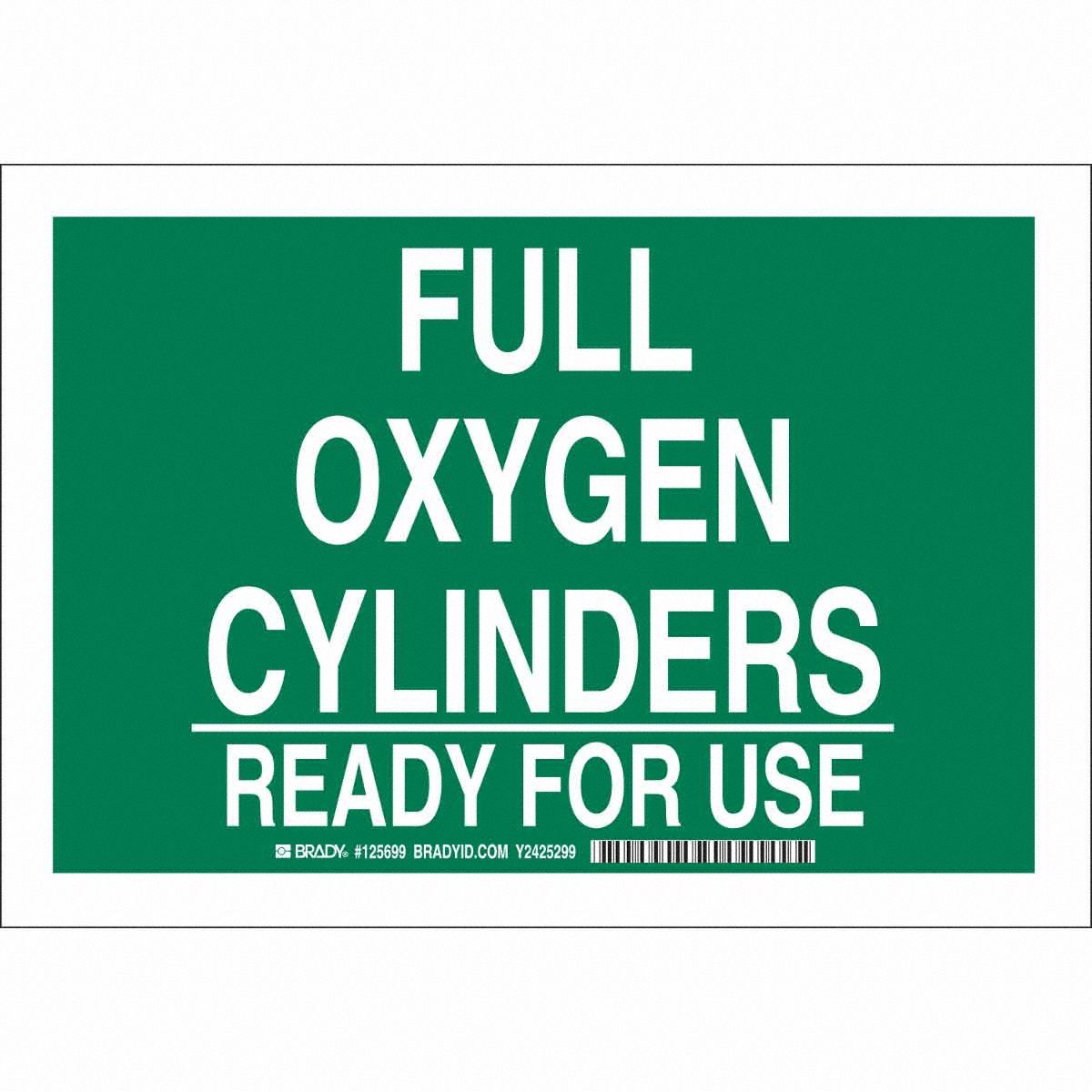 B401 7X10 WHT/GRN FULL OXYGEN CYLINDERS